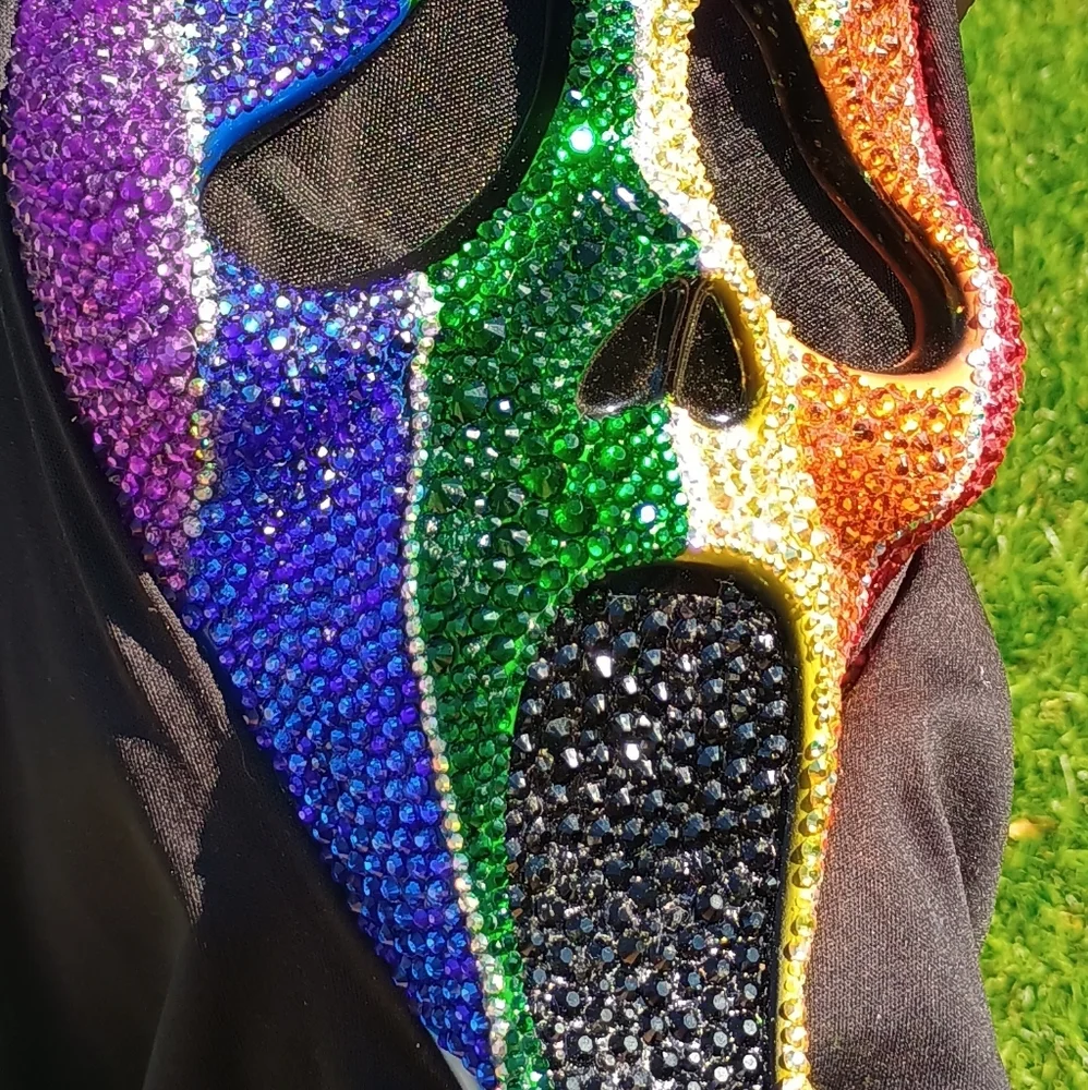 Rainbow Ghost Face Scream Blinged Mask